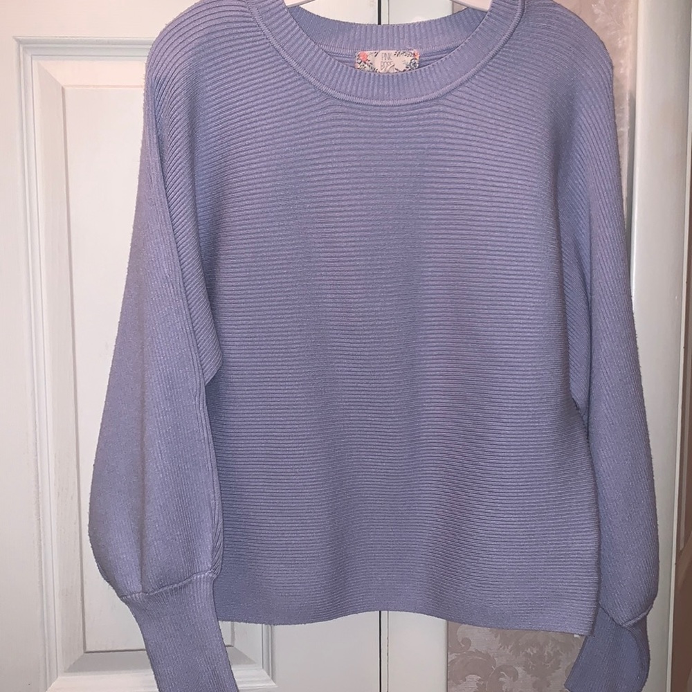 Powder Blue Ribbed Balloon Sleeve Sweater size Medium